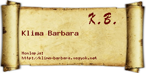 Klima Barbara névjegykártya